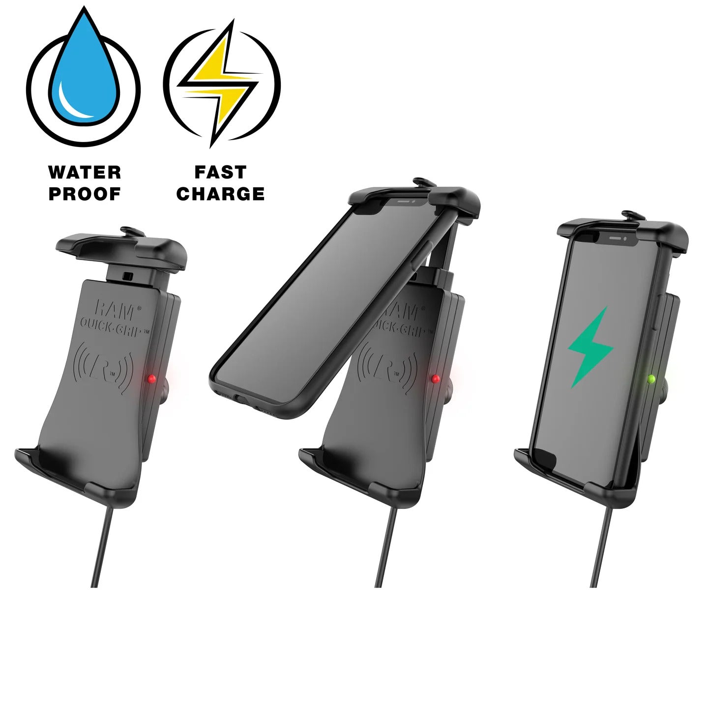 RAM Quick-Grip™ 15W Waterproof Wireless Charging Handlebar Mount (RAM-B-149Z-A-UN14W-V7M-1)
