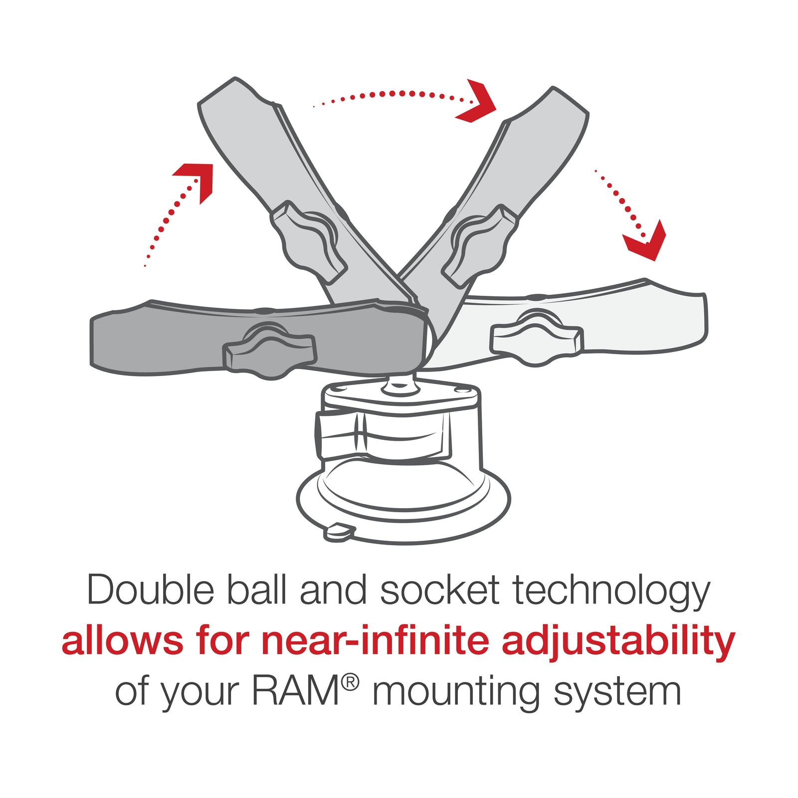 RAM Long Arm Suction Mount w Large X-Grip (RAM-B-166-C-UN10U)