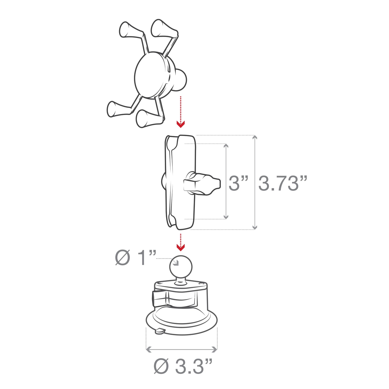 RAM Twist-Lock Suction Mount w X-Grip Phone Holder (RAM-B-166-UN7U)