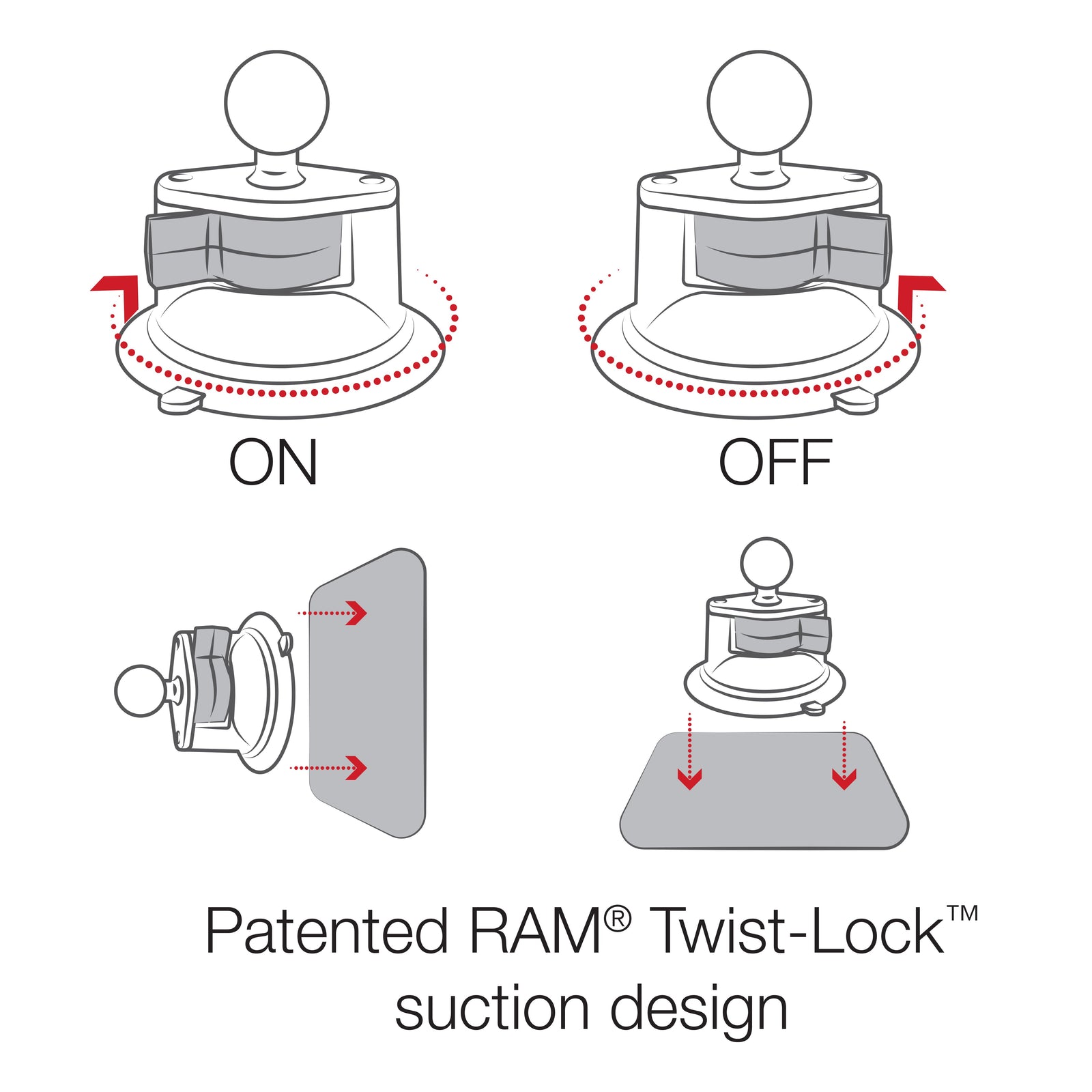 RAM Twist-Lock Suction Mount w X-Grip Phone Holder (RAM-B-166-UN7U)