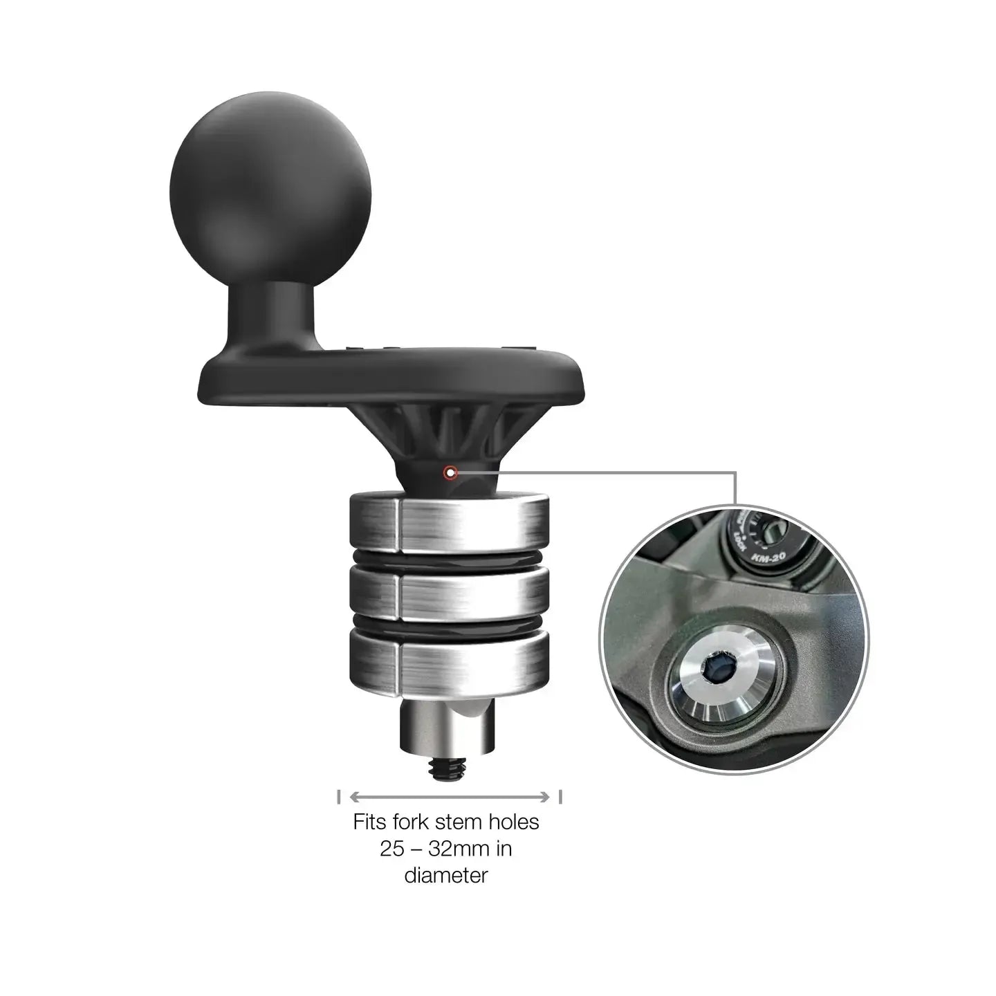 RAM Motorcycle Fork Stem Wedge Ball Base - 25-32mm Holes (RAM-B-342W-3U)