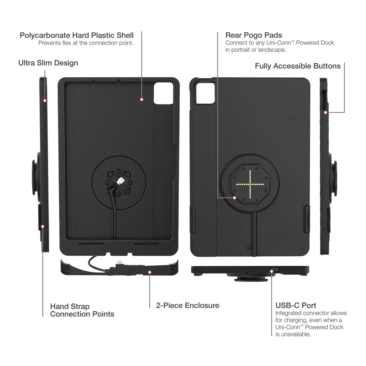 RAM IntelliSkin Thin-Case for iPad Air 11 (M2, M3, M4) Rear Pogo Pads (RAM-GDS-SKIN-AP45-M2-TCB)