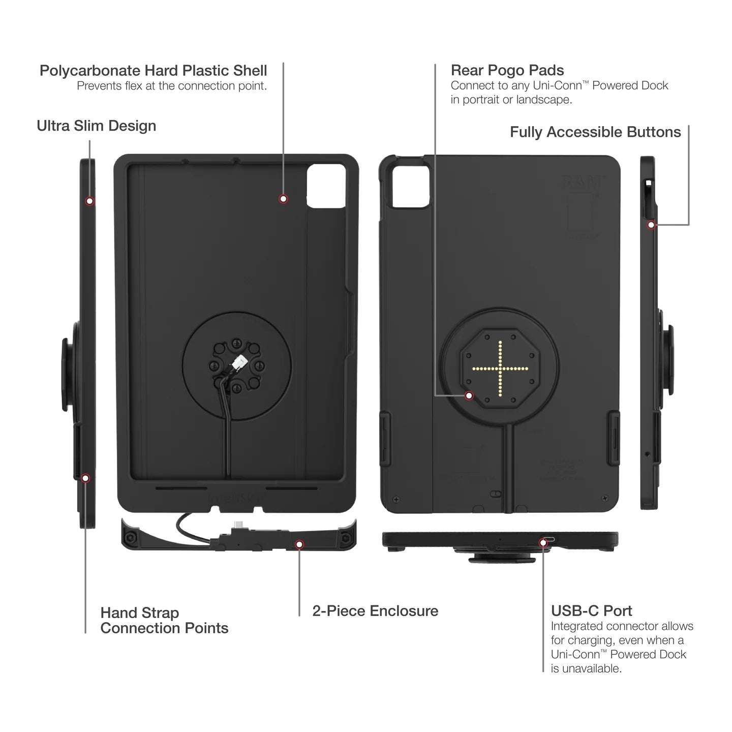 RAM IntelliSkin Thin-Case for iPad Pro 11 (M4 & M5) Rear Pogo Pads (RAM-GDS-SKIN-AP45-M4-TCB)