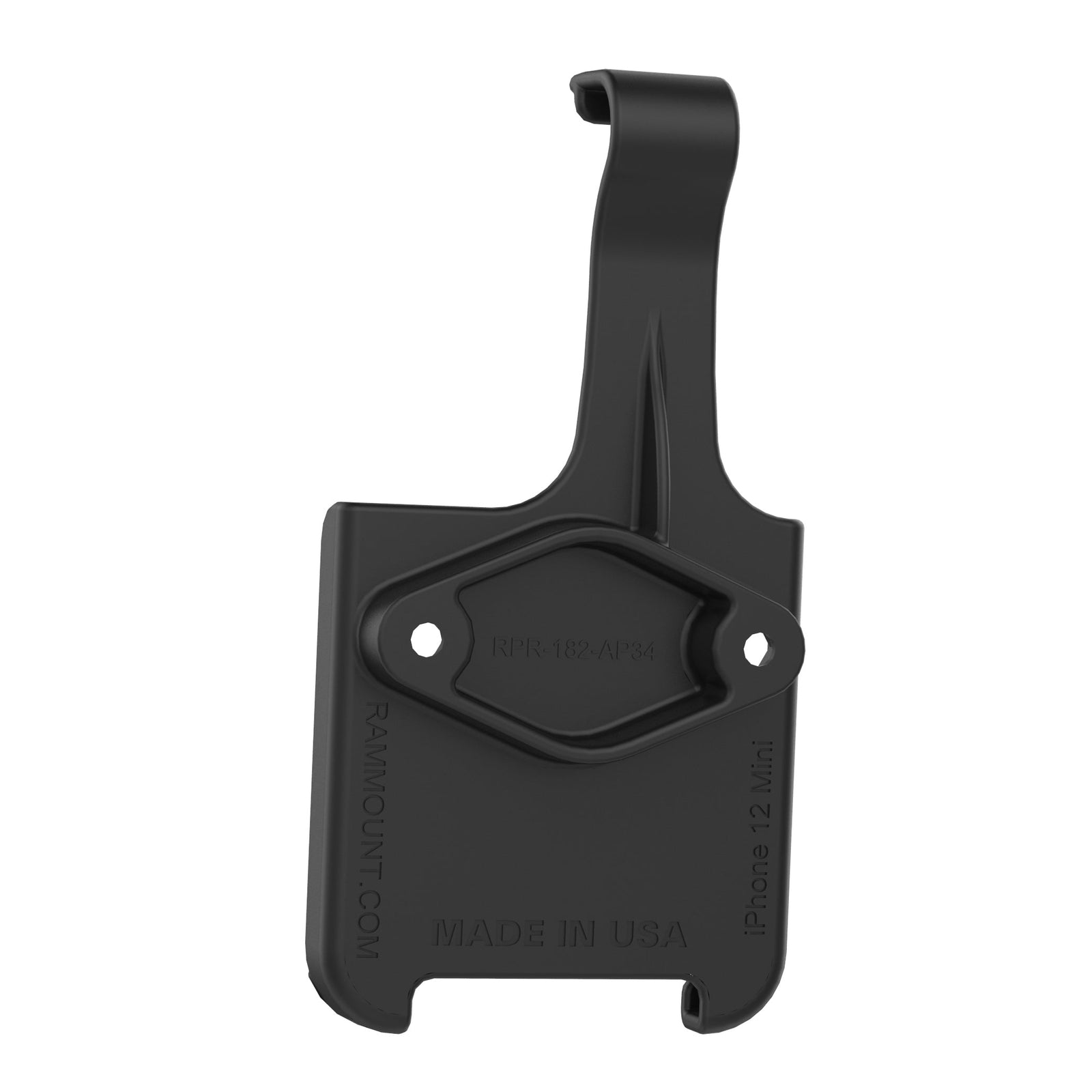 RAM-HOL-AP34U form-fit iPhone cradle, rear mounting-hole view