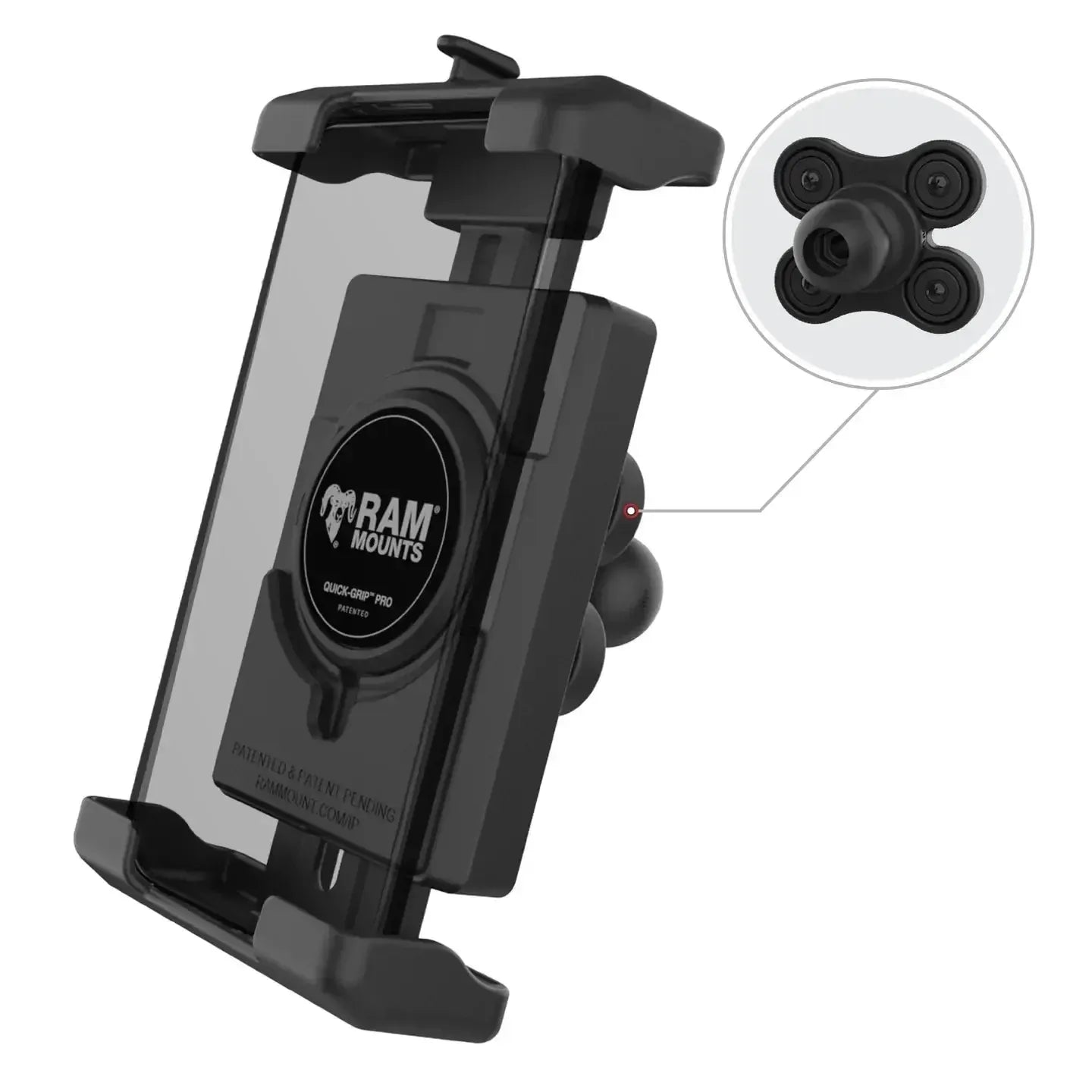 RAM Quick-Grip Pro XL Phone Holder w Ball & Vibration Damper (RAM-HOL-PD7BVU)