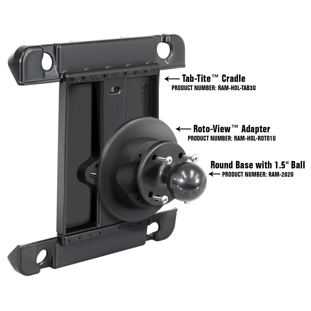 Roto-View installation with Tab-Tite holder and C Size ball base, sold separately