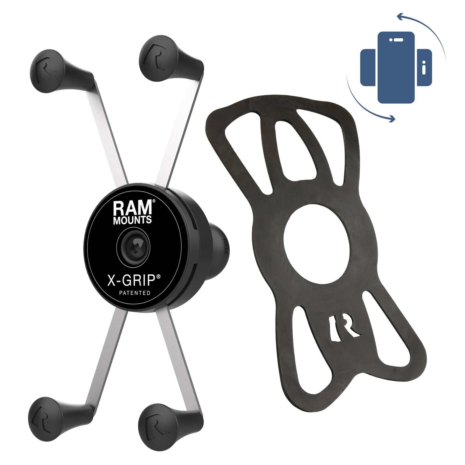 RAM rotating large X-Grip phone holder with B Size ball and included tether, RAM-HOL-UN10BRU
