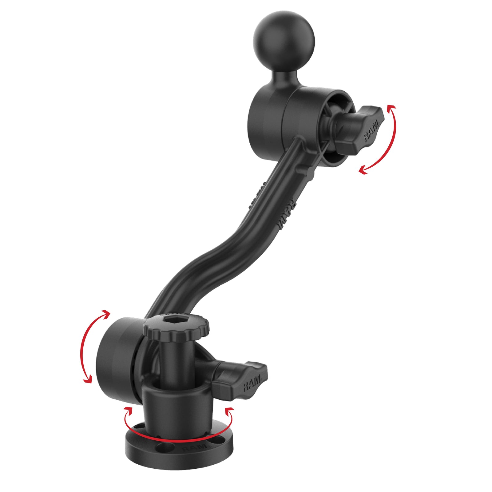 RAM 12" Composite Drill-Down Ratchet Arm with C Size Ball (RAP-411D-114-PA-BGU)
