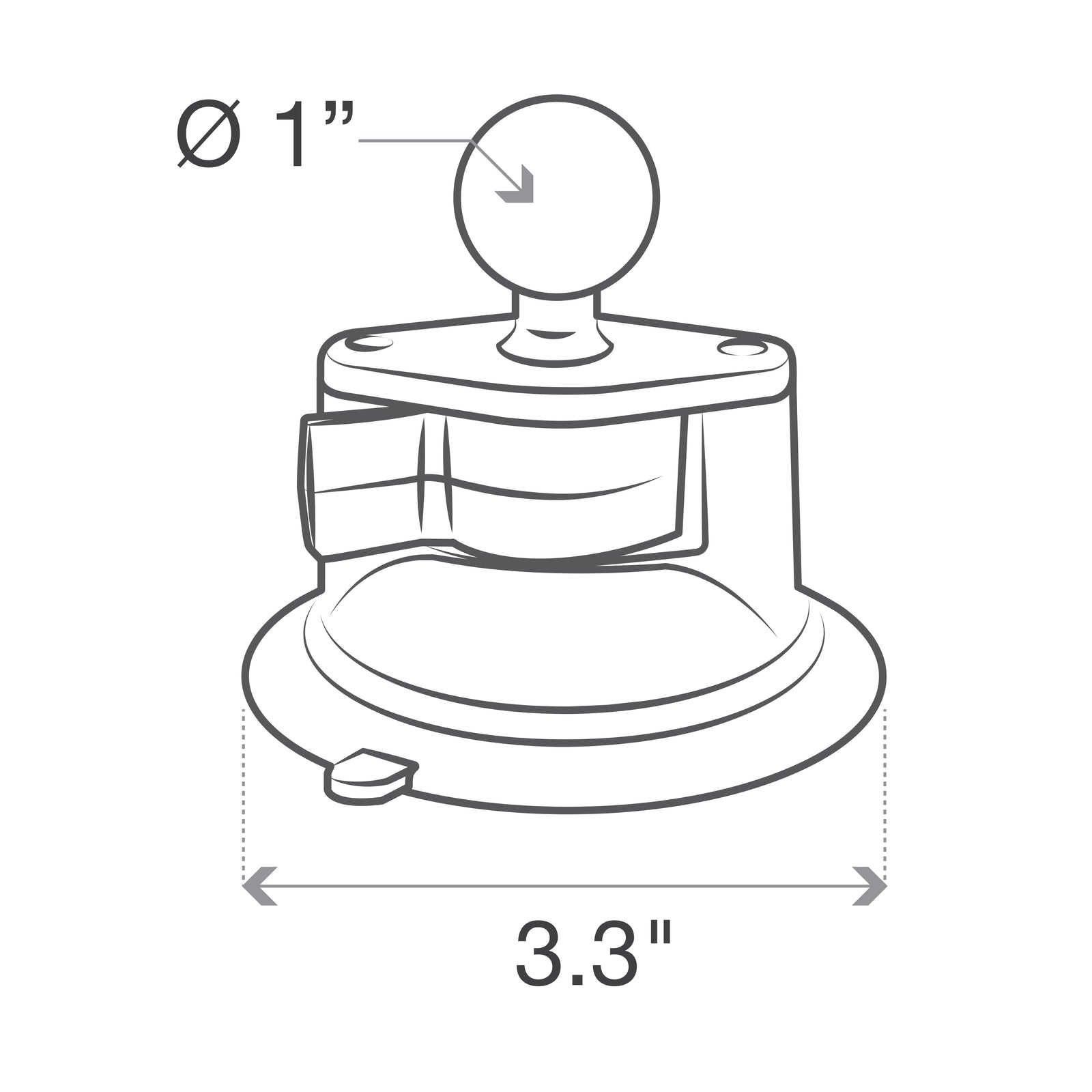 RAM Composite Suction Cup Base w 1" Ball (RAP-B-224-1U)