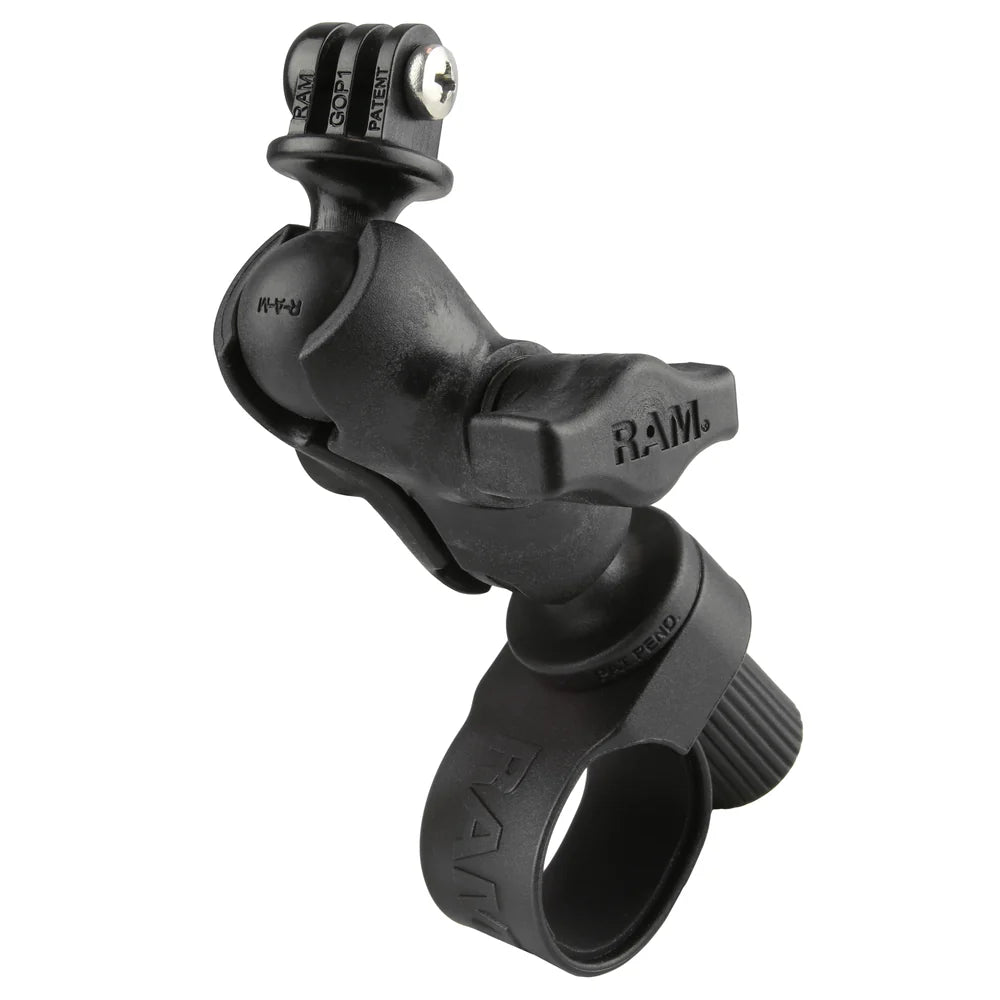 RAM Tough-Strap handlebar mount with short B-size arm and GoPro adapter; mount only
