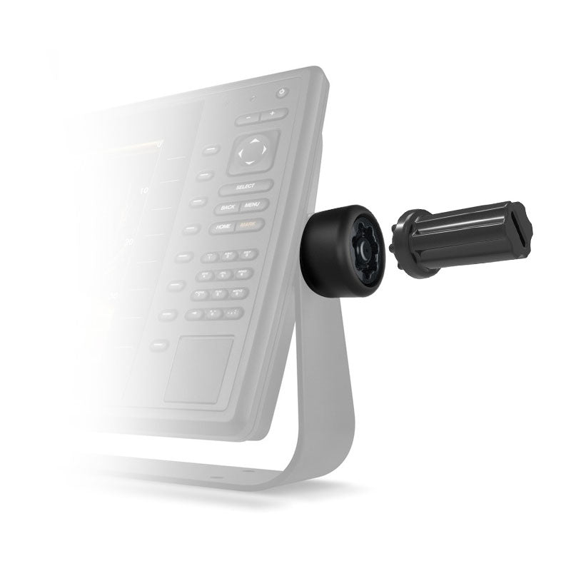 Pin-Lock gimbal knob and key installation example; marine display and bracket not included