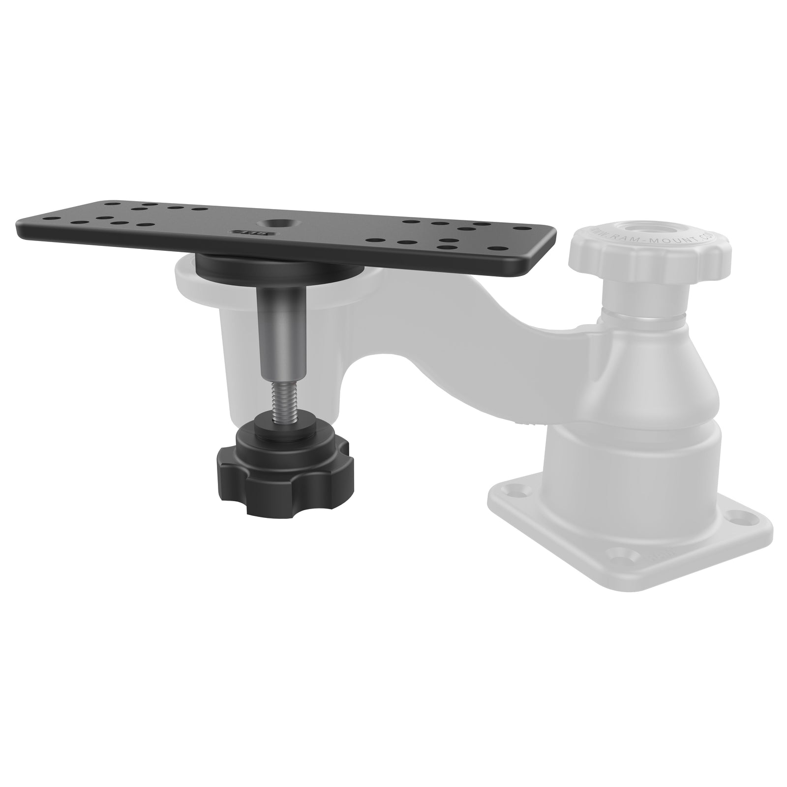 RAM-111BTU plate and upper knob shown on a swing arm; faded arm and base are not included - Modest Mounts