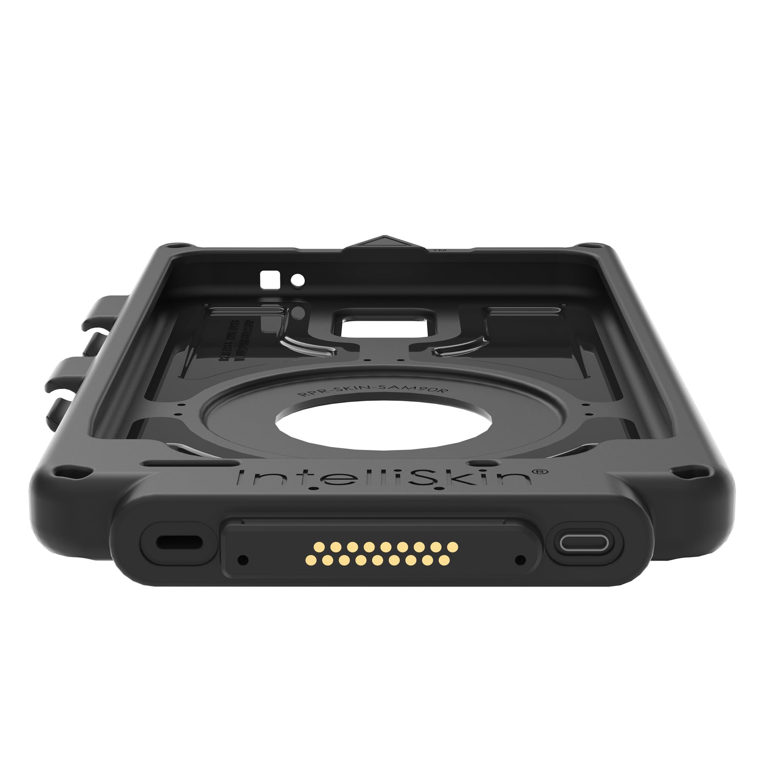 Bottom D-shaped GDS contacts and USB-C charging port on RAM-GDS-SKIN-SAM90-NG