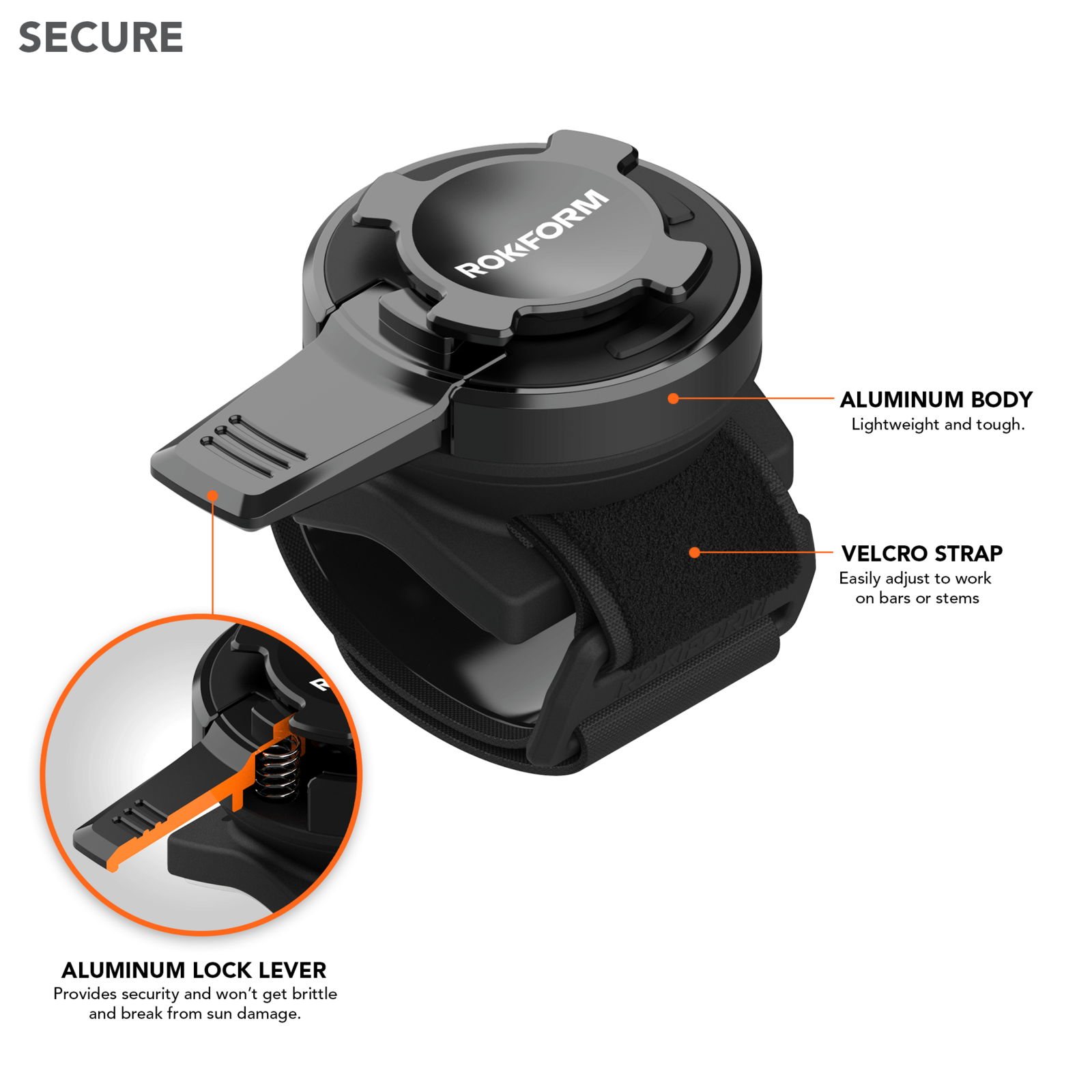 ROKFORM Aluminium Sport Series Velcro Bike Mount (337001) - Modest Mounts