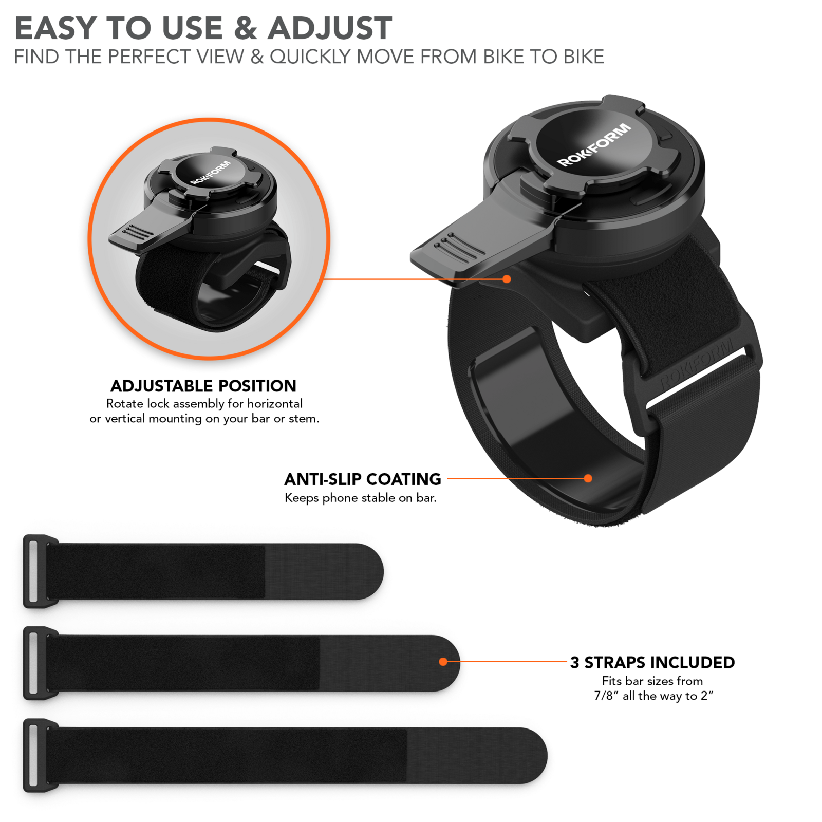 ROKFORM Aluminium Sport Series Velcro Bike Mount (337001) - Modest Mounts