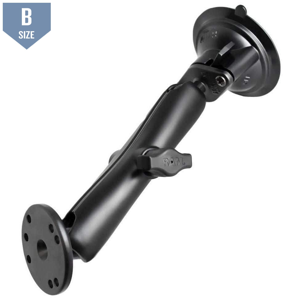 RAM Suction Cup Mount w Long Arm & Round Adapter (RAM-B-166-C-202U) - Modest Mounts
