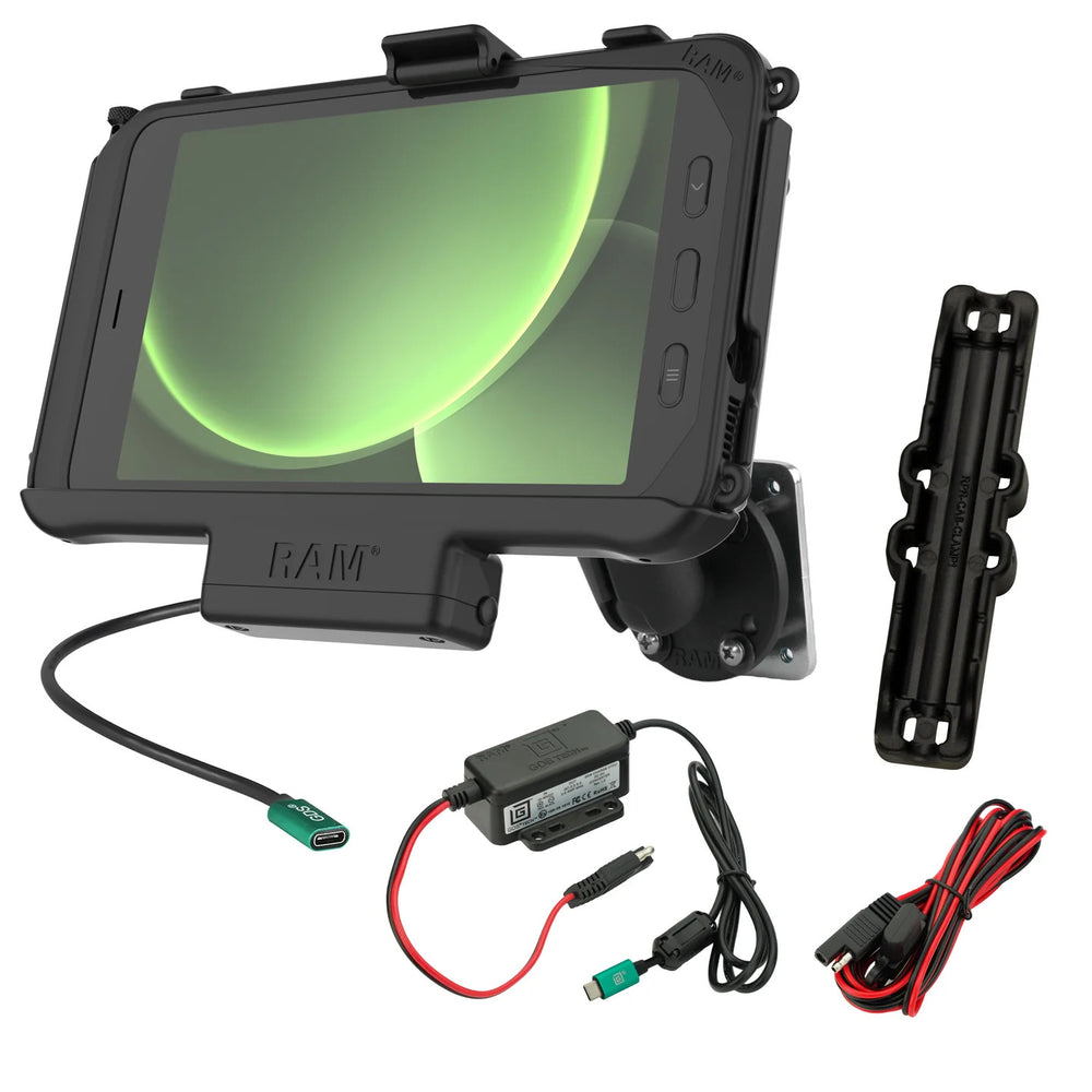 RAM EZ-Roll'r USB-C Powered Mount for Samsung Tab Active5 &amp; 3 (RAM-101-225B2-SAM60CP-V7CU)