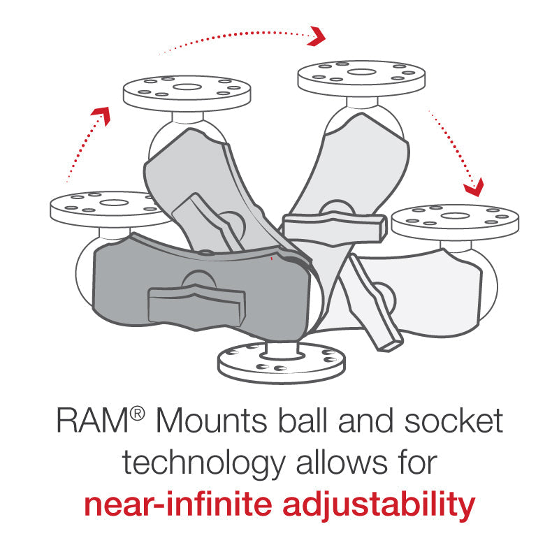 RAM Short Socket Arm Two Round Bases C (RAM-101U-B)