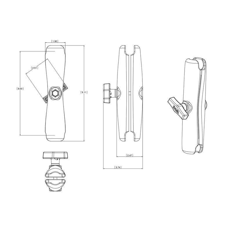 RAM Long Clamp Arm C Size 1.5" (RAM-201U-D)