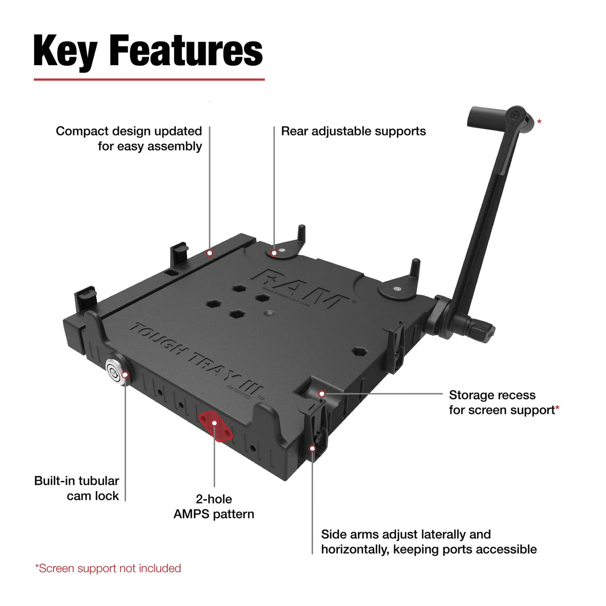 RAM Tough-Tray™ III Spring Loaded Laptop Tray (RAM-234-7)