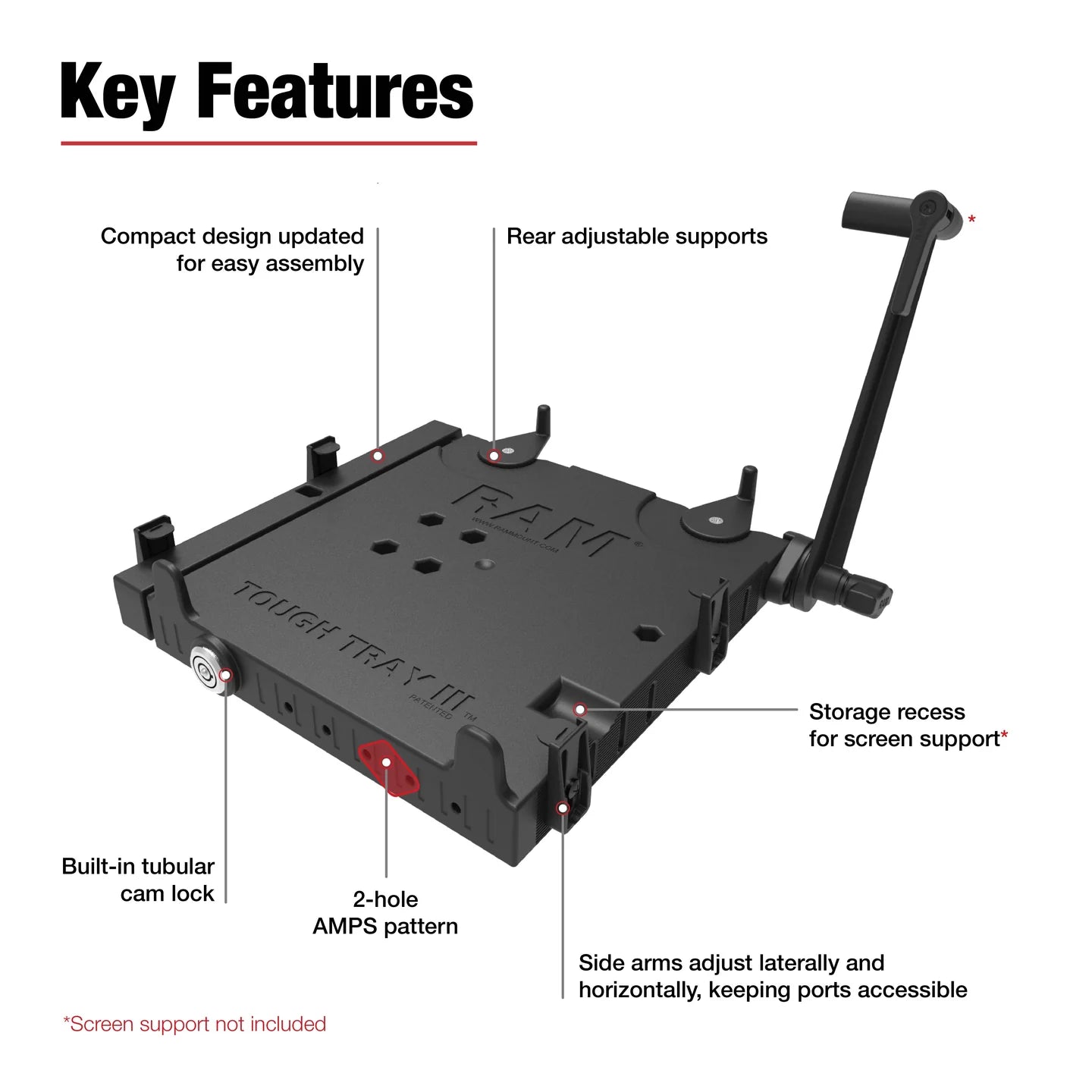 RAM Tough-Tray™ III Spring Loaded Laptop Tray (RAM-234-7)