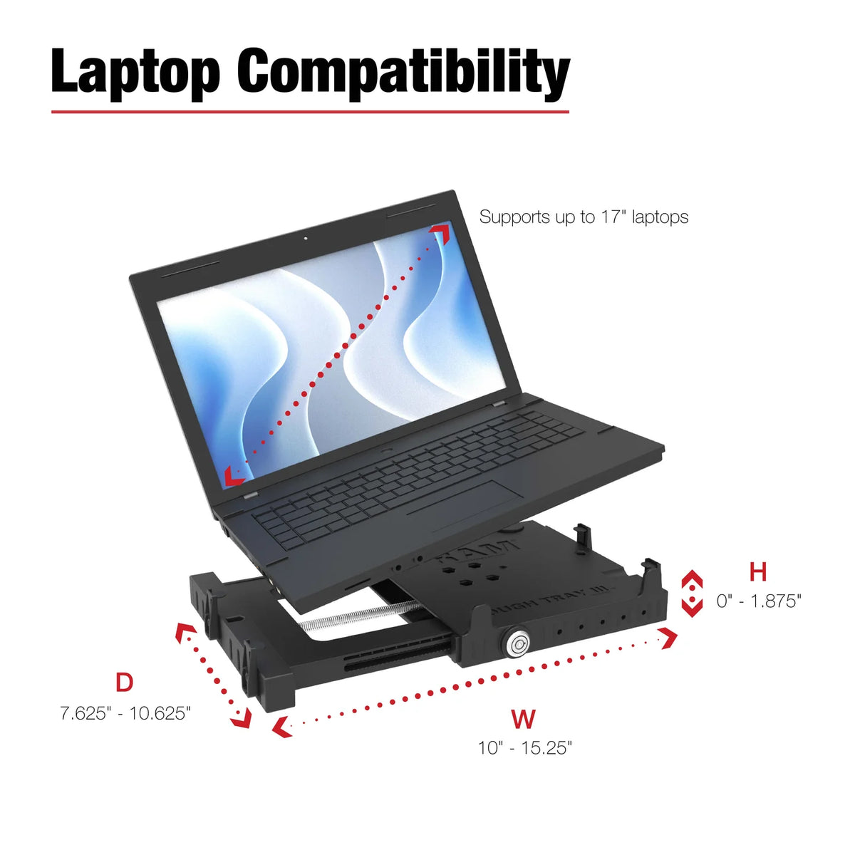 RAM Tough-Tray™ III Spring Loaded Laptop Tray (RAM-234-7)