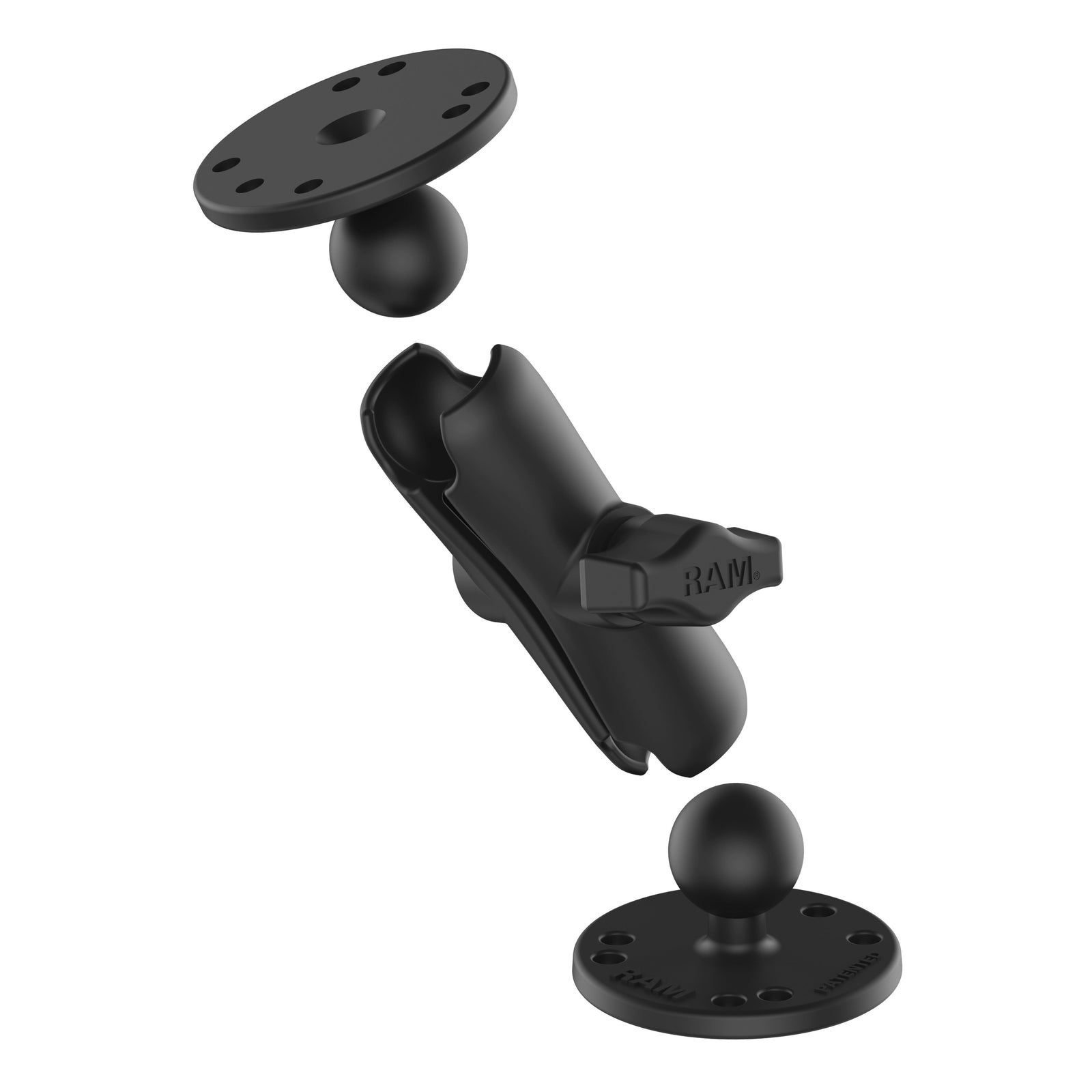 RAM Standard Socket Arm Two Round Bases B (RAM-B-101U) - Modest Mounts
