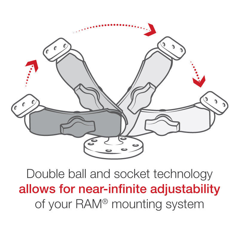 RAM 1" Ball Standard Arm 2.5" Diamond Plate Set (RAM-B-138U)
