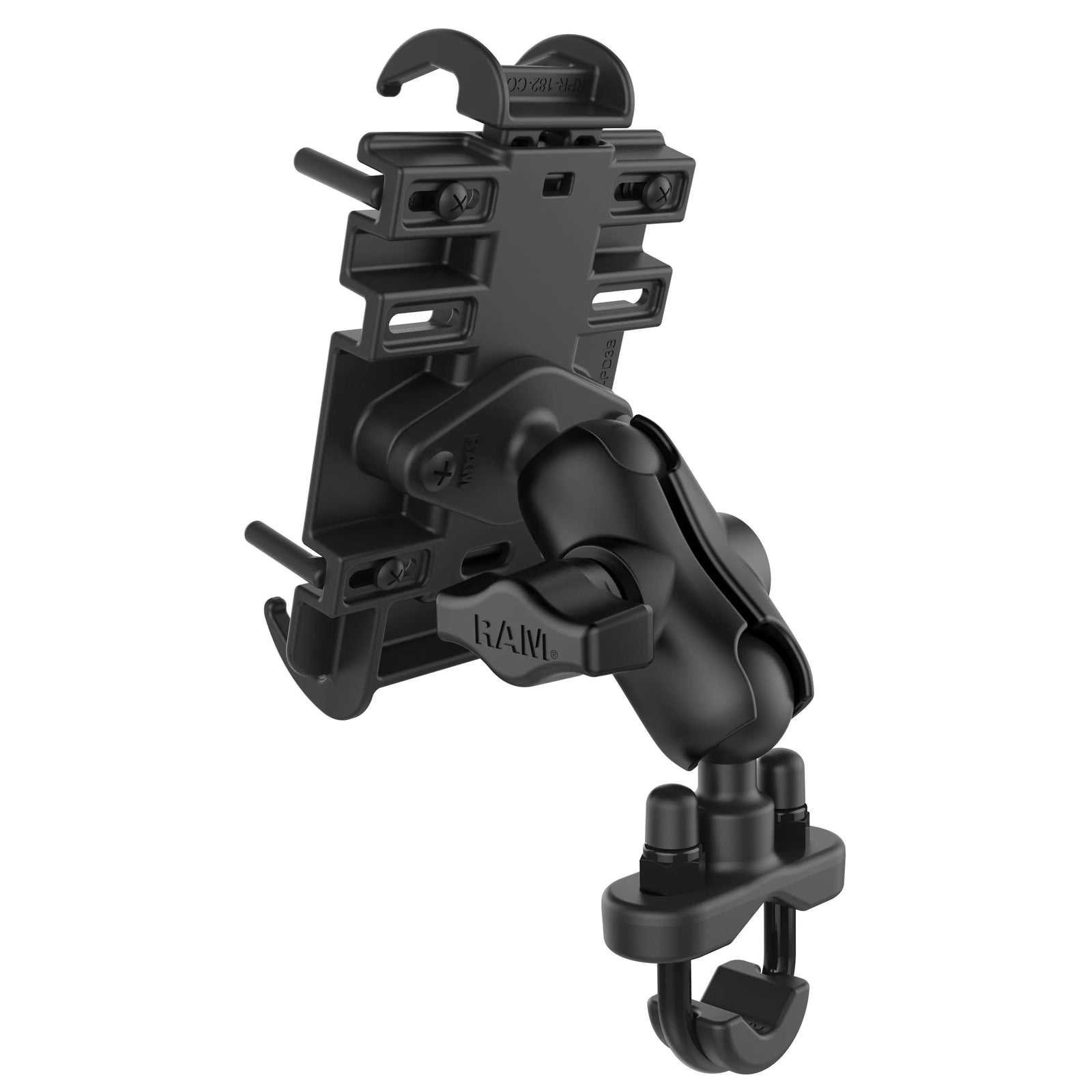 RAM Quick-Grip phone mount with short arm and handlebar U-bolt base RAM-B-149Z-A-PD3U, rear view