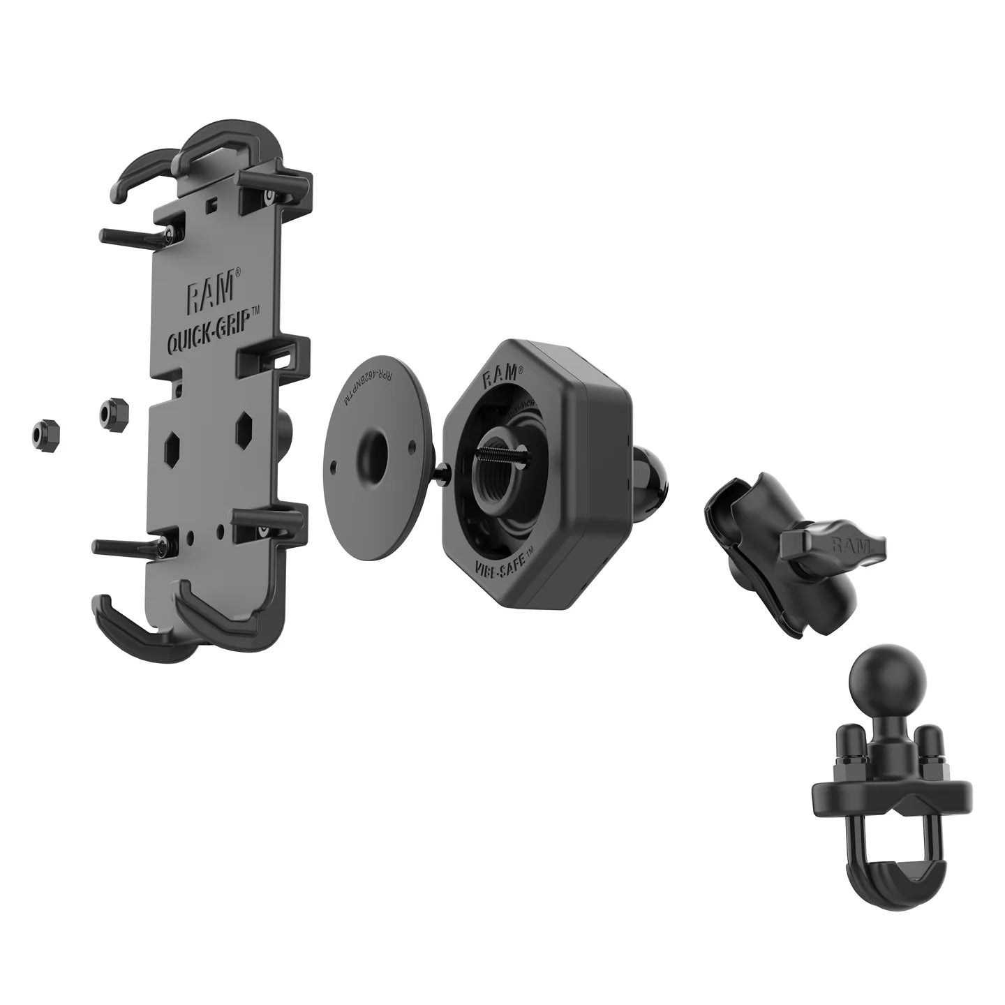 RAM Quick-Grip XL Phone Mount with Vibe-Safe and U-Bolt Short Arm (RAM-B-149Z-A-PD4-462)