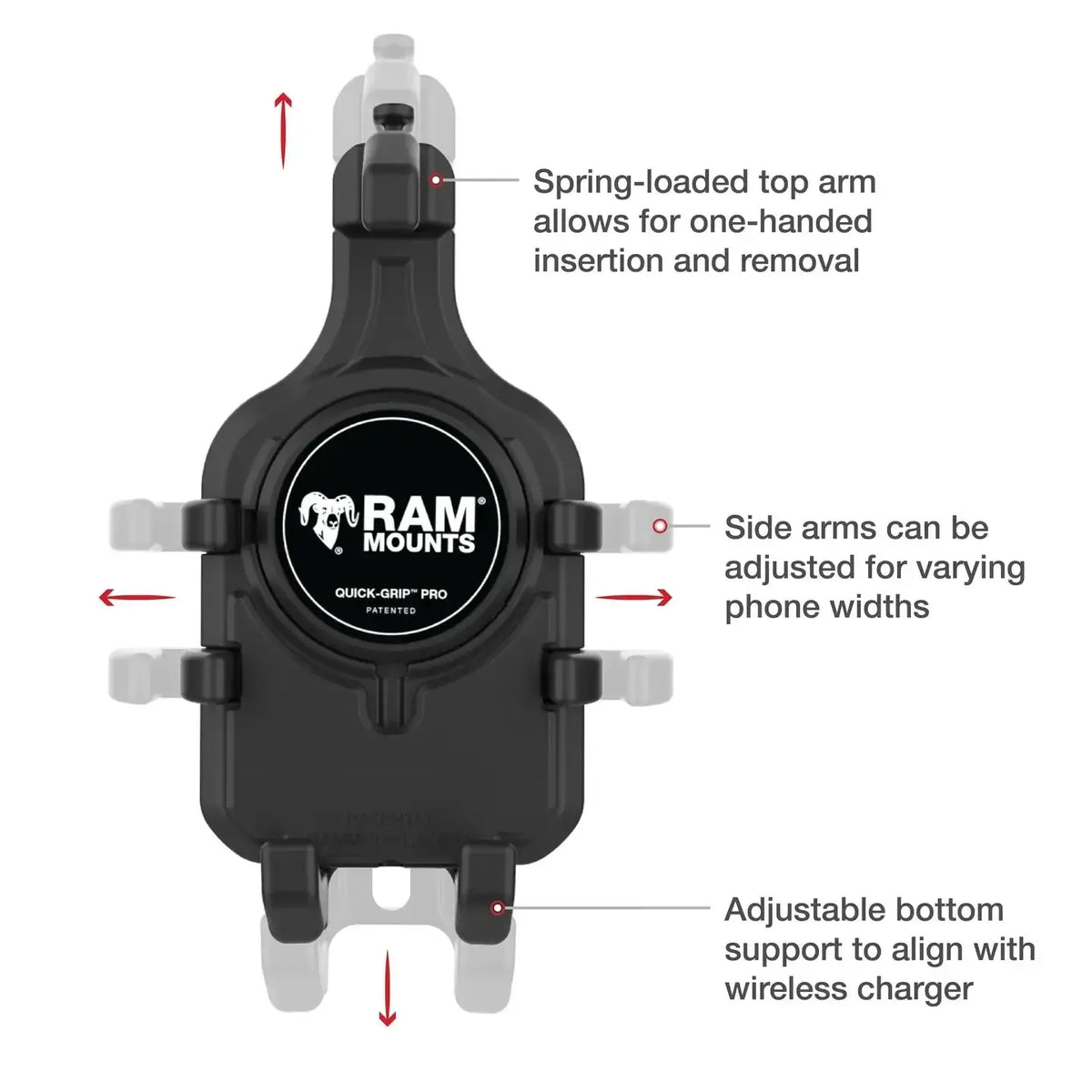 RAM Quick-Grip Pro™ Phone Mount w Short Handlebar U-Bolt (RAM-B-149Z-A-PD5U)