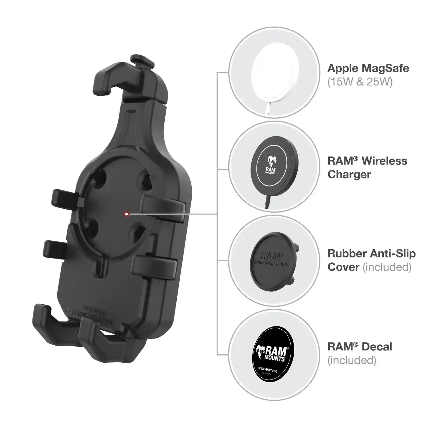 RAM Quick-Grip Pro™ Phone Mount w Short Handlebar U-Bolt (RAM-B-149Z-A-PD5U)