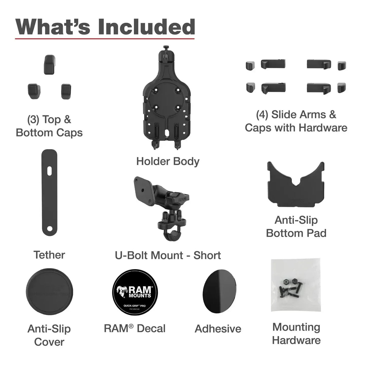 RAM Quick-Grip Pro™ Phone Mount w Short Handlebar U-Bolt (RAM-B-149Z-A-PD5U)