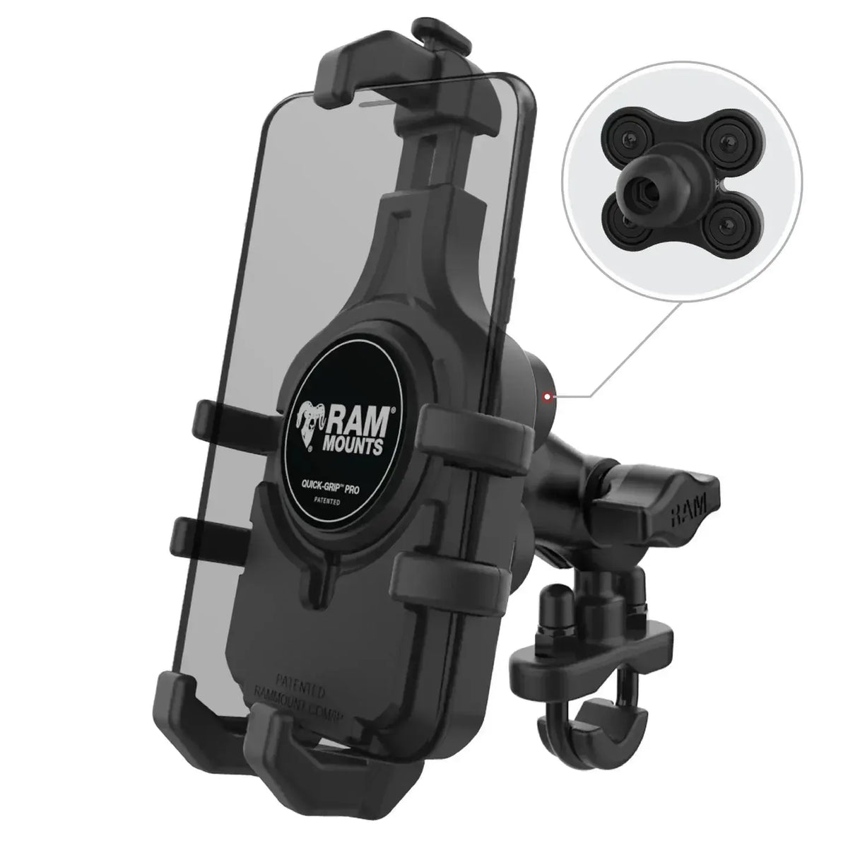 RAM Quick-Grip Pro Vibration Damping Phone Mount w U-Bolt Base (RAM-B-149Z-A-PD5VU)