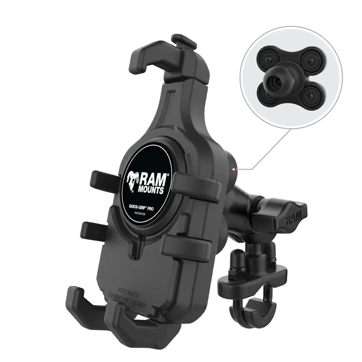 RAM Quick-Grip Pro Vibration Damping Phone Mount w U-Bolt Base (RAM-B-149Z-A-PD5VU)