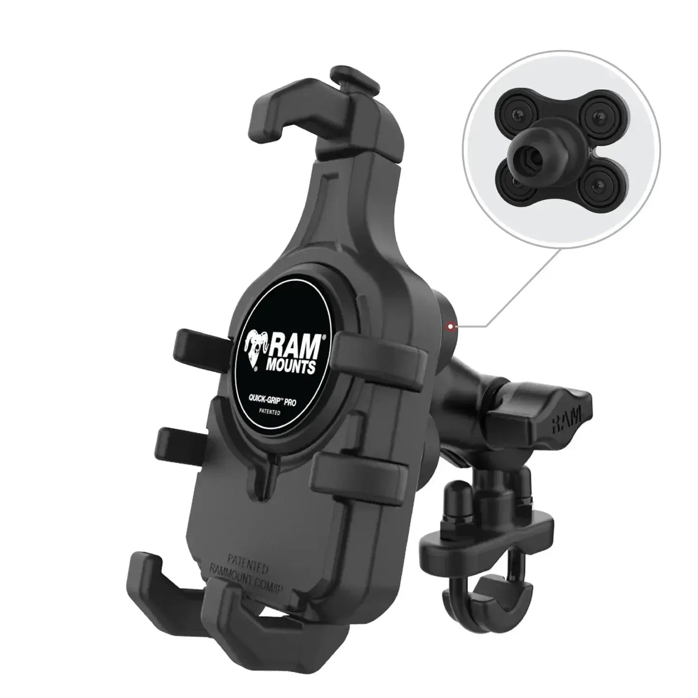 RAM Quick-Grip Pro Vibration Damping Phone Mount w U-Bolt Base (RAM-B-149Z-A-PD5VU)