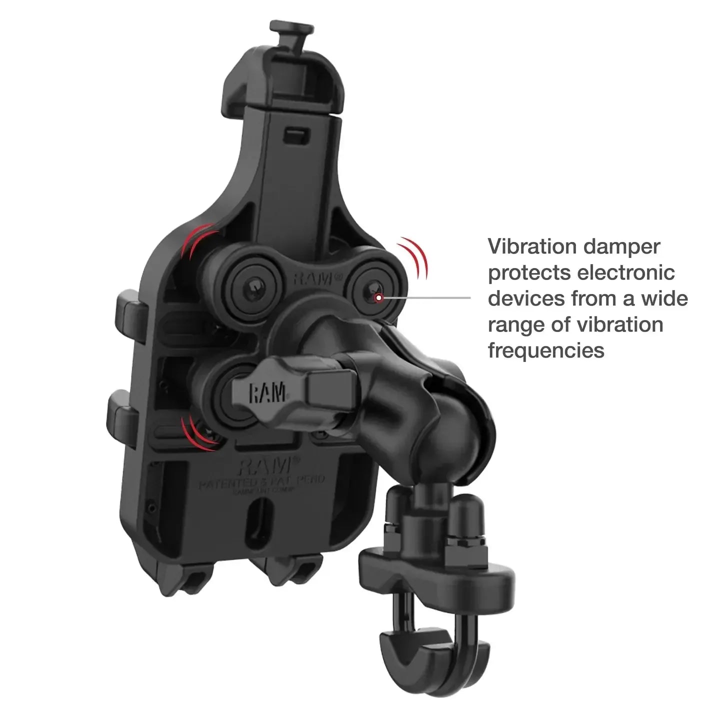 RAM Quick-Grip Pro Vibration Damping Phone Mount w U-Bolt Base (RAM-B-149Z-A-PD5VU)