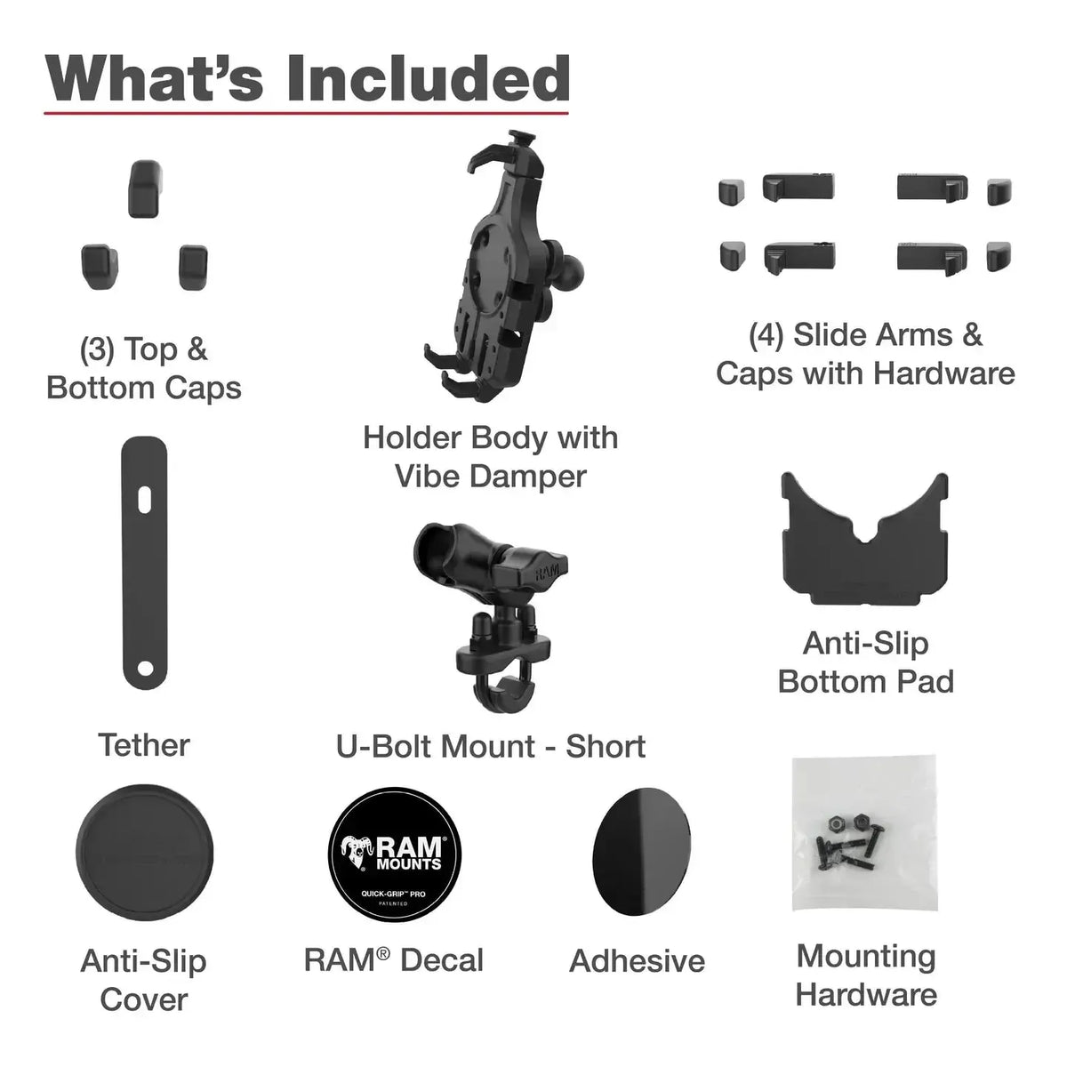 RAM Quick-Grip Pro Vibration Damping Phone Mount w U-Bolt Base (RAM-B-149Z-A-PD5VU)