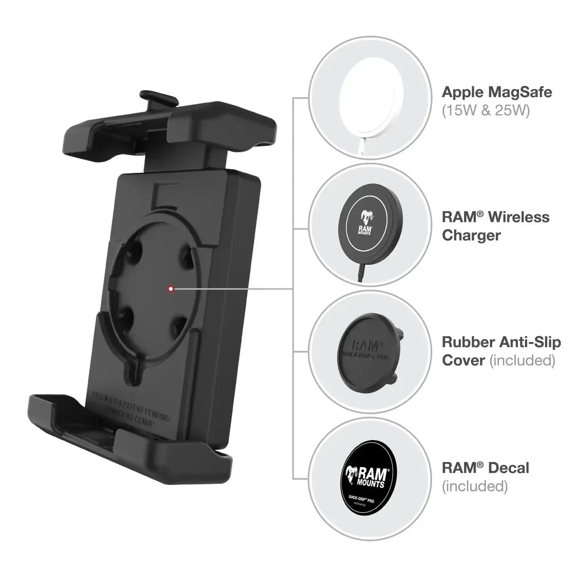 RAM Quick-Grip Pro XL Phone Mount w Short Handlebar U-Bolt (RAM-B-149Z-A-PD7U)