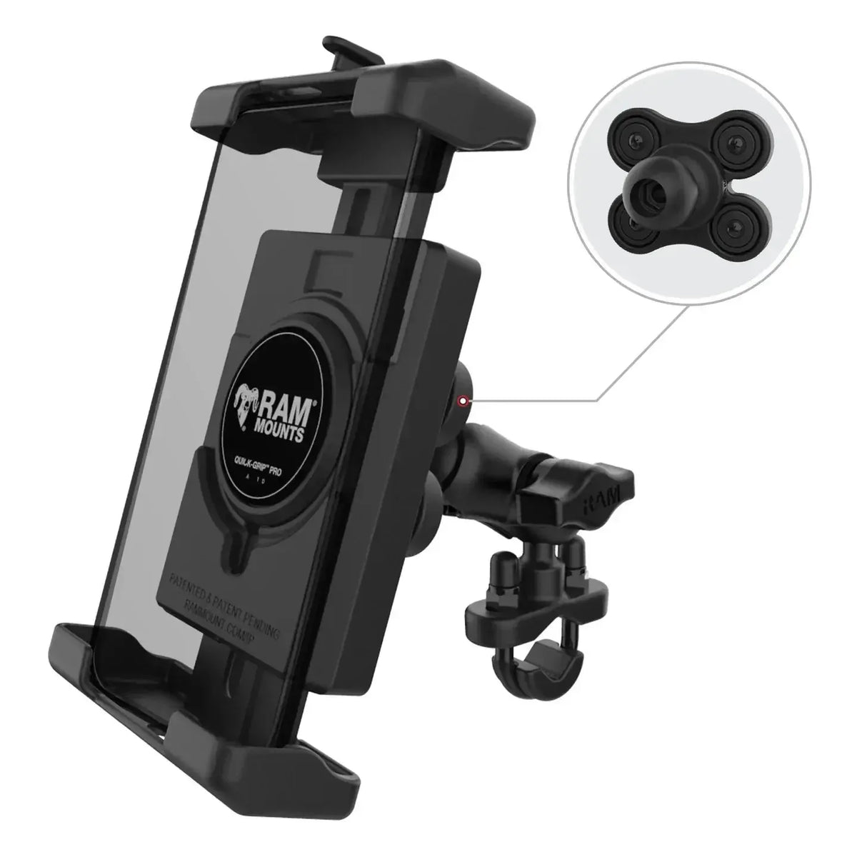RAM Quick-Grip Pro XL Vibration Damping Phone Mount w U-Bolt Base (RAM-B-149Z-A-PD7VU)