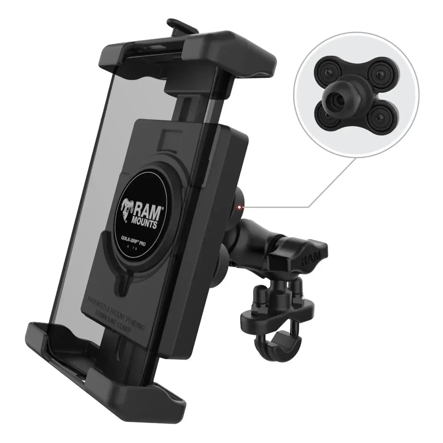 RAM Quick-Grip Pro XL Vibration Damping Phone Mount w U-Bolt Base (RAM-B-149Z-A-PD7VU)