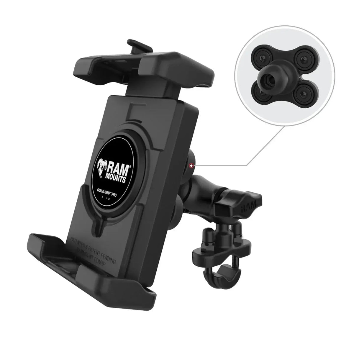 RAM Quick-Grip Pro XL Vibration Damping Phone Mount w U-Bolt Base (RAM-B-149Z-A-PD7VU)