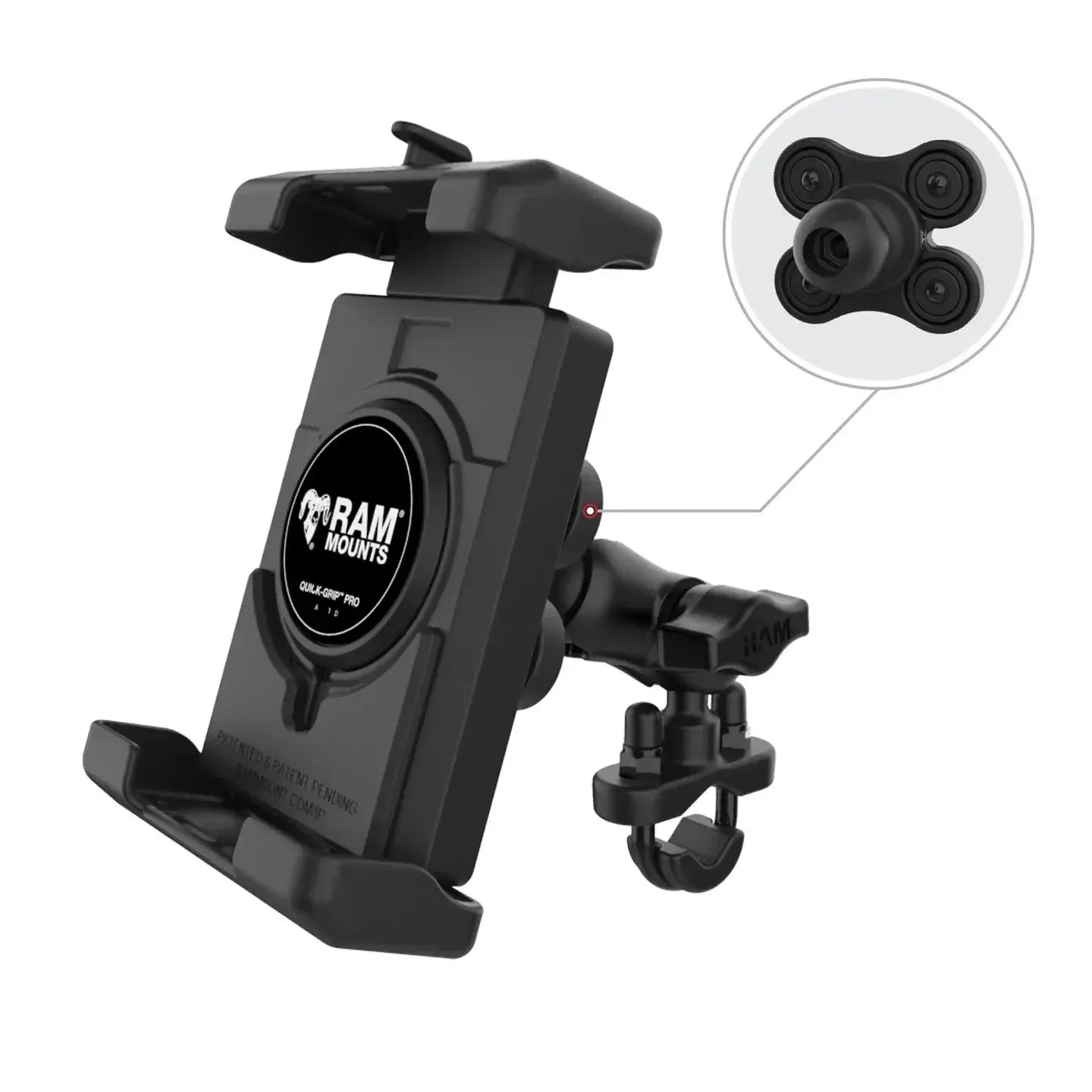 RAM Quick-Grip Pro XL Vibration Damping Phone Mount w U-Bolt Base (RAM-B-149Z-A-PD7VU)
