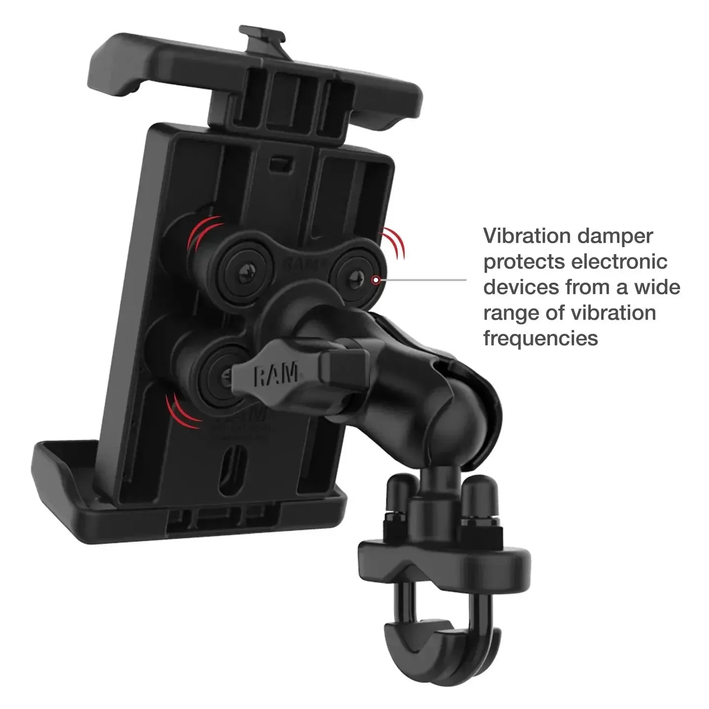 RAM Quick-Grip Pro XL Vibration Damping Phone Mount w U-Bolt Base (RAM-B-149Z-A-PD7VU)