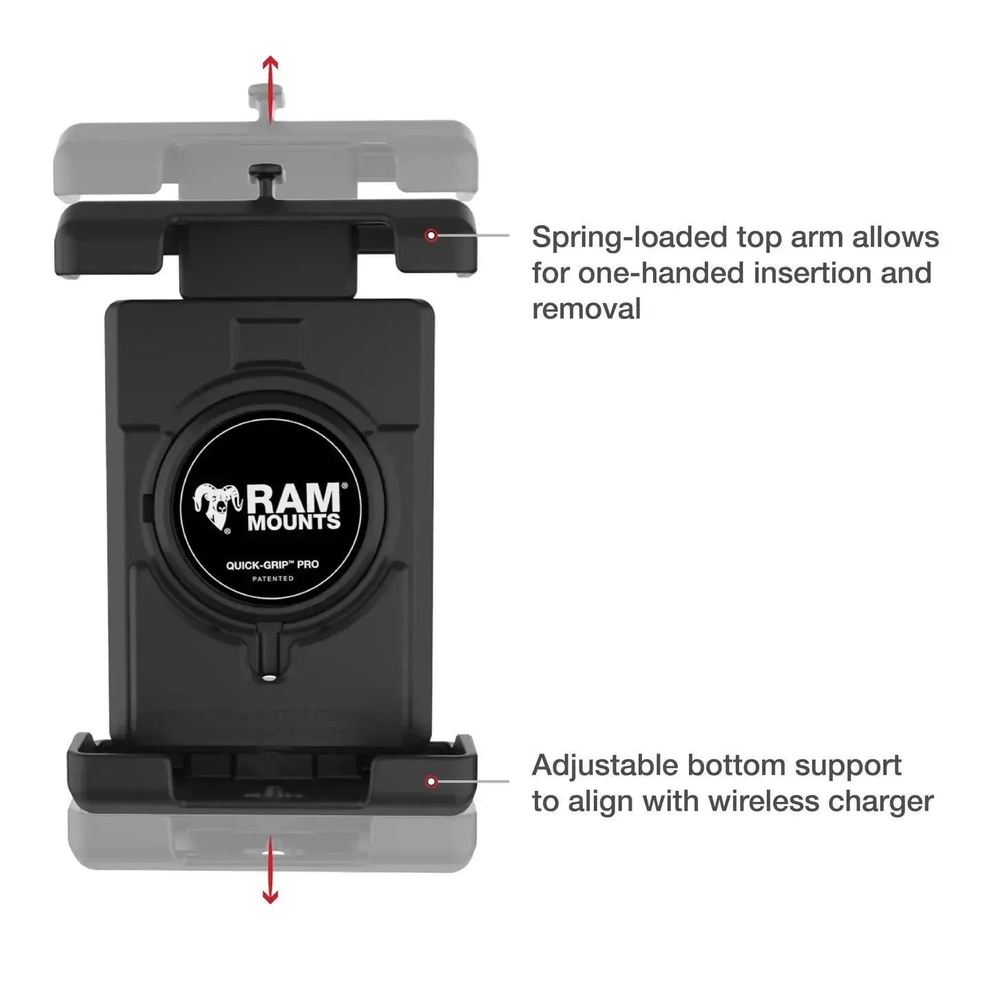 RAM Quick-Grip Pro XL Vibration Damping Phone Mount w U-Bolt Base (RAM-B-149Z-A-PD7VU)