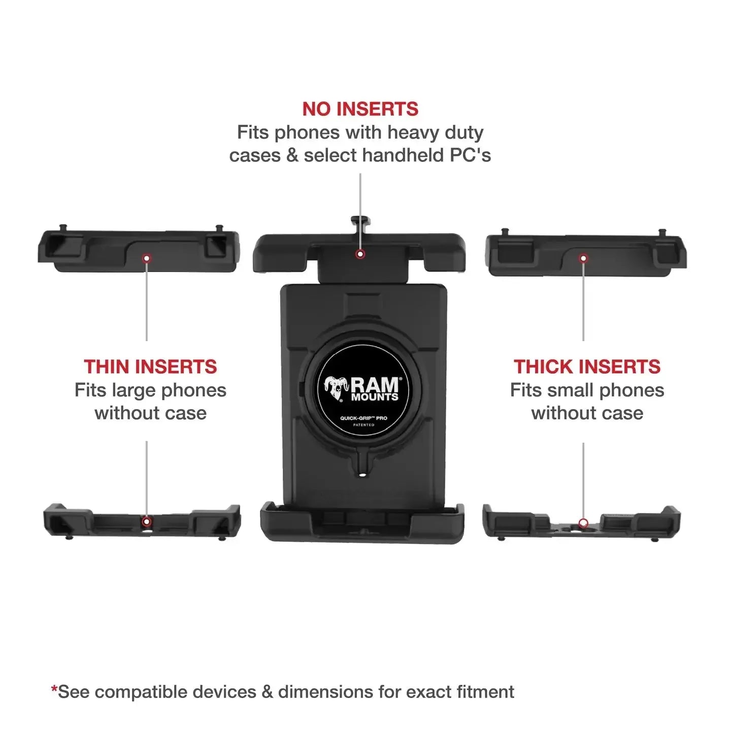 RAM Quick-Grip Pro XL Vibration Damping Phone Mount w U-Bolt Base (RAM-B-149Z-A-PD7VU)