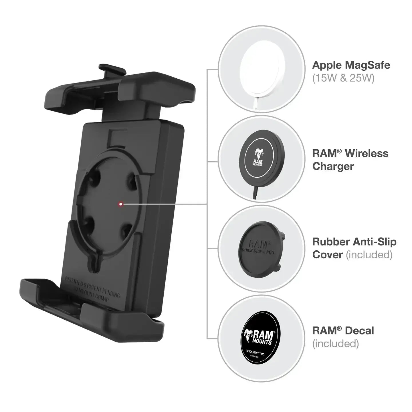 RAM Quick-Grip Pro XL Vibration Damping Phone Mount w U-Bolt Base (RAM-B-149Z-A-PD7VU)