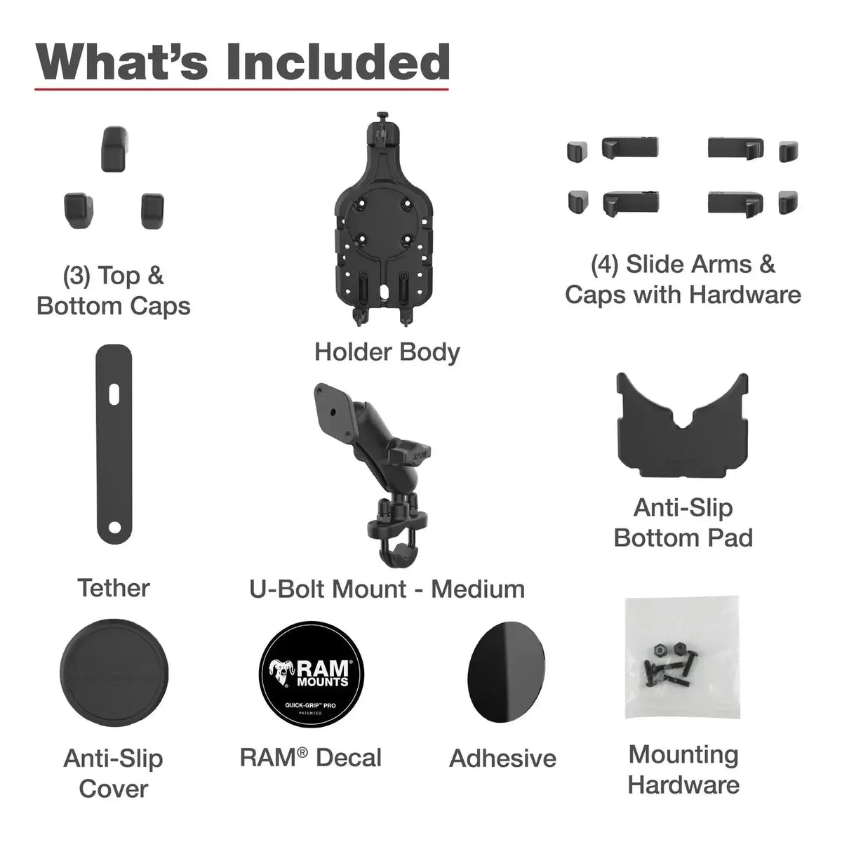 RAM Quick-Grip Pro™ Phone Mount w Handlebar U-Bolt (RAM-B-149Z-PD5U)