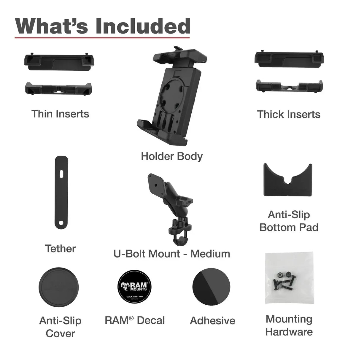 RAM Quick-Grip Pro XL Phone Mount w Handlebar U-Bolt (RAM-B-149Z-PD7U)