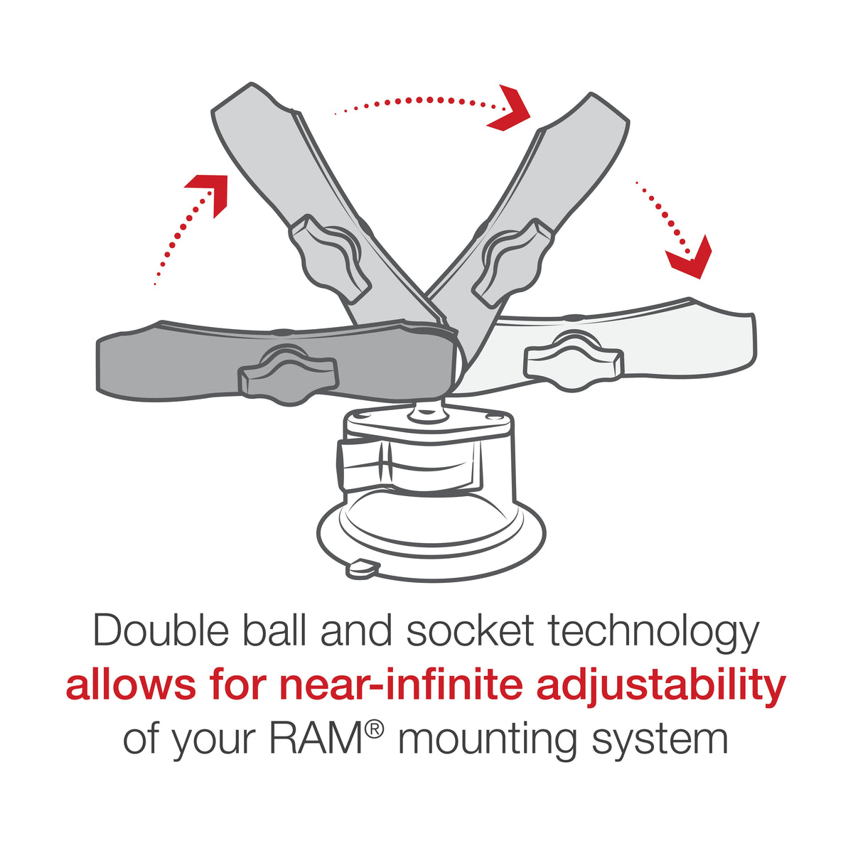 RAM Long Arm Suction Mount w Large X-Grip (RAM-B-166-C-UN10U)